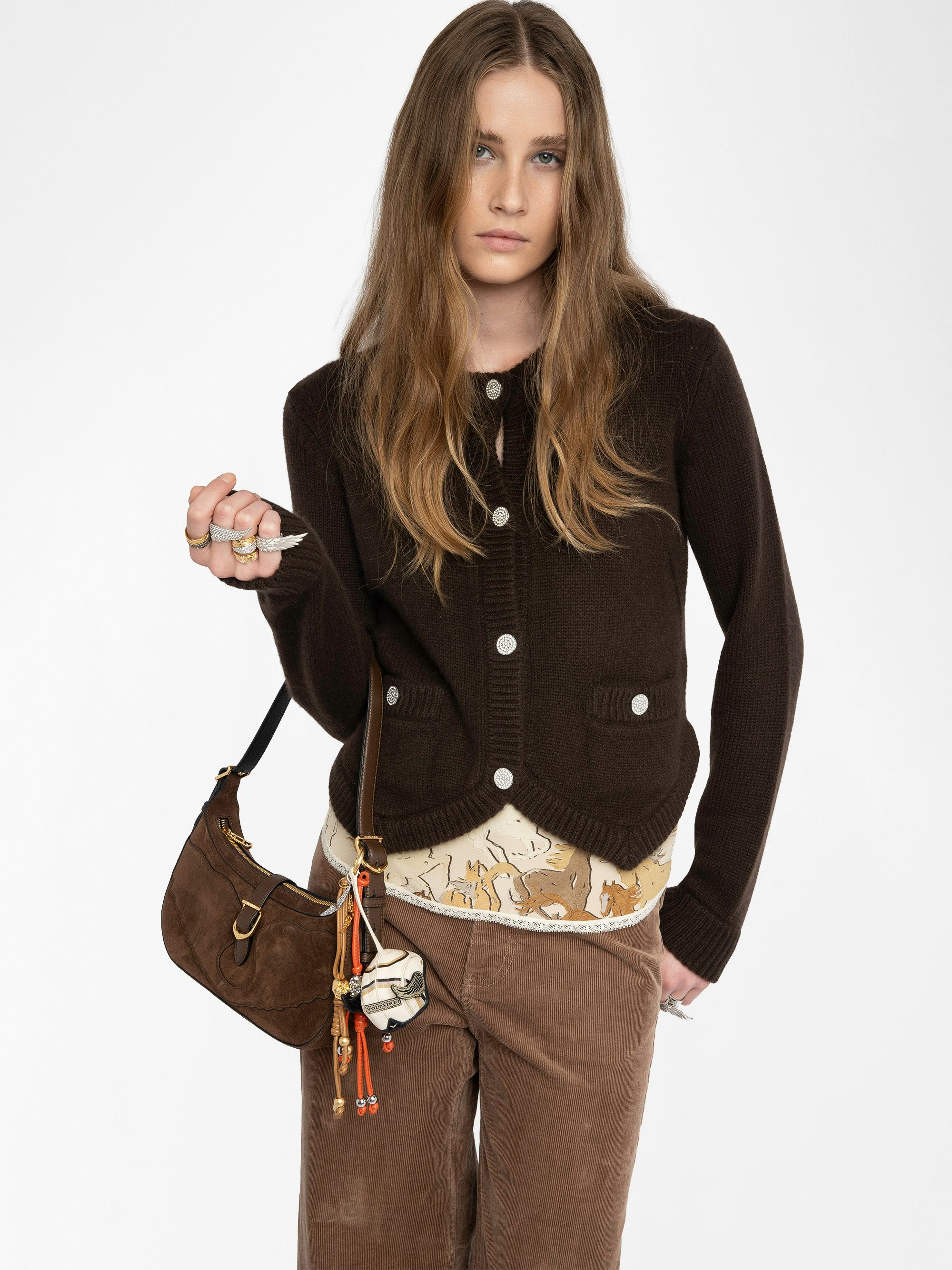 Westia 100% Cashmere Cardigan - Round neck buttoned cardigan.